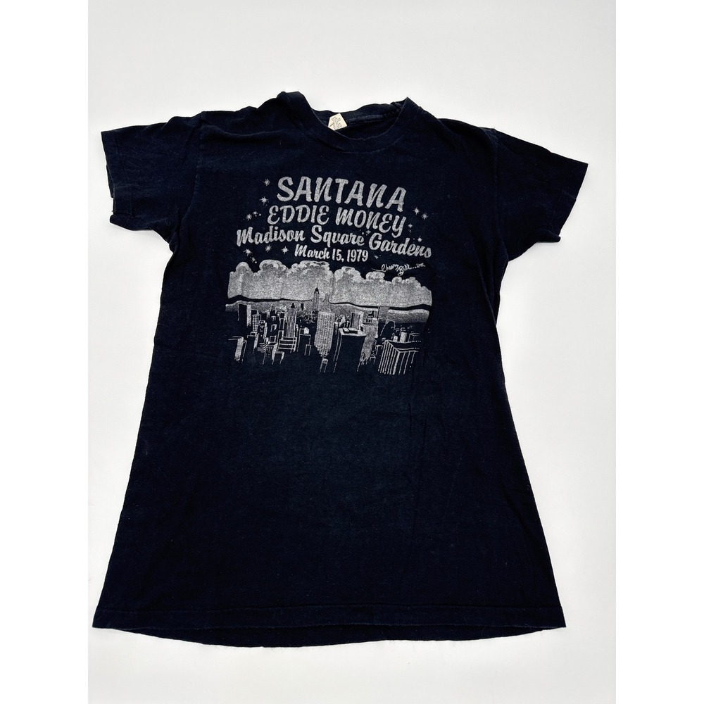Vintage 1979 Santana Eddie Money Madison Square Garden T-Shirt Hanes Black M